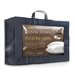 Littens Luxury Ultimate Collection Super King Size 100% Pure Hungarian Goose Down Pillows Pair 300TC 100% Cotton Jacquard Casing, Down Proof, Gold Piping (50cm x 90cm)