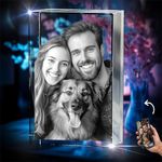 3D innovation 3D Crystal Photo, Christmas Personalized Gifts for Women, Her, Wife, Mom, Custom Glass Picture for Anniversary, Birthday, Pets, Couples Gifts, Rectangle 3D Laser Etched Crystal