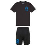 Personalised England Style Kit Black Football Shirt, 100% Polyester Black Shorts, for Girls and Boys Best Birthday Gift for Children Kids Playwear (12-13 Years)