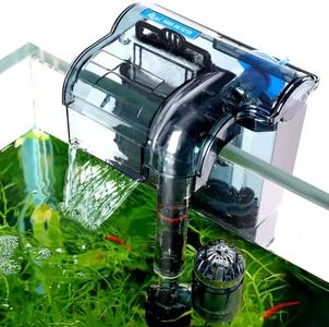 AQQA Aquariums Power Filter 74GPH,External Hang On Fish Tank Sponge Filter with Surface Skimmer,Adjustable Flowrate 3-Step Cascade Aquarium Filtration for Freshwater Saltwater 5-10 Gallon