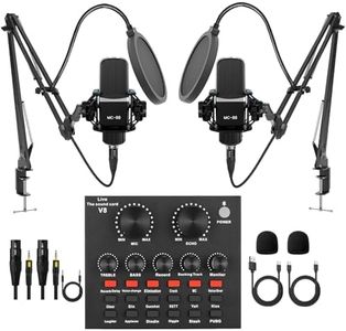 Podcast Equipment Bundle for 2, All-in-One Audio Interface with Studio Condenser Microphone Perfect for Podcasting, Recording, Singing, Streaming and Gaming, PC, Smartphone, YouTube, TikTok