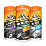 Armor All, Car Interior Cleaning Wipes, Triple Pack for Dashboard, Glass & All Around Interior, 90 Biodegradable Wipes (Set of 3x30 Plastic Free Wipes), Ideal for Car Detailing, Made in the UK