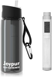 joypur Gourde filtrante eau non potable Bouteille d'eau extérieure avec filtre650 ml Filtre à eau de survie avec 5 couches de matériaux filtrants pour le sport Camping Randonnée, Gris