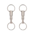 Walmeck Detachable Pull Apart Quick Release Key Chain Key Rings with Double Rings Design (Silver) - 2 Pieces