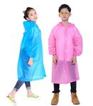 Makonus Raincoat for Kids, [Pack of 2] EVA Kids Rain Coats Reusable Rain Poncho Jacket for Boys and Girls