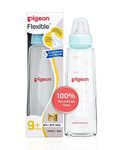 Pigeon Glass Baby Feeding Bottle, With Added Nipple L, For 9+ Month Babies,BPS Free,BPA Free,With Add Nipple L, Pale Blue, 240 ml