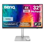 BenQ Creative Pro PD3226G 32” 4K UHD (3840x2160) 144Hz Monitor for Designers, IPS, 95% P3, 100% sRGB, 90W Thunderbolt 4, Software Calibration, KVM, Daisy Chain, Reflection-Free Nano Matte Panel