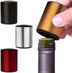 Vacuum Wine Stoppers - Leak-Proof Vacuum Pump Wine Preserver - Vacuum Wine Stopper - Resealable Wine Vacuum Stopper - Bottle Stoppers Vacuum for Freshness - Metal Vacuum Wine Cork - 4 Pack [Combo]