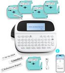 Label Maker Machine with 5 Tapes, Label Maker Waterproof-labels Bundle, Rechargeable Bluetooth Labeler with Backlit LCD, M950 Handheld Label Printer for Office Home Use, Kitchen Food Labels for Jars