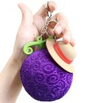 Plush One Piece Keychains for Backpack Luffy Devil Fruit Brook Head Novelty Keychain Charms for anime Fans Gift Idea, Purple, One Size