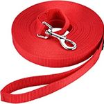 Vama Leathers Padded Dog Training Lead Dog Leash Long Leash for Dogs (1" Wide by 10 Ft Long Red Colour)