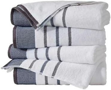 Great Bay Home Decorative Hand Towel Set - Combed Cotton 4 Pack 26x16 Hand Towel Set - Luxurious, Ultra-Soft, Durable Towels for Bathroom Decor (Blue/December Sky)