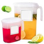 2Pcs Fridge Water Jug with Filter Lid, 1.5L+2L Plastic Pitcher Jug, Transparent Fridge Door Water Jug, Heat Resistant Refrigerator Cold Kettle, Fridge Drink Container for Juices Milk Iced Tea