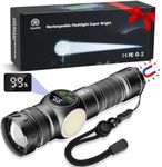 Jayxinli Torches LED Super Bright, 500000 Lumens High Power Rechargeable Torch with LCD Digital Display, Powerful Torches with COB Side Light, Zoomable