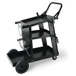 VEVOR Welding Cart, 3-Tier Welder Cart Heavy Duty with 400Lbs Static Weight Capacity, 360° Swivel Wheels, Tank Storage Safety Chains, Rolling MIG Welder Cart for TIG, ARC, MMA Welding Machine