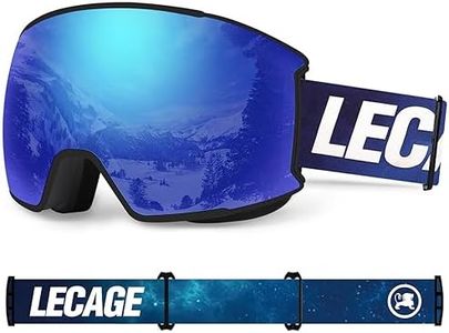 LECAGE Anti-Fog Magnetic Ski Goggles Over Glasses, Helmet Compatible, Spherical Snowboarding Goggles, OTG Snow Sports Goggles for Men Women Adults Youth (Blue)