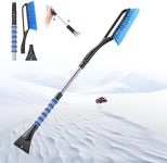 VOCAON 37'' Snow Brush and Ice Scraper for Car Windshield, Aluminum Extendable Snow Removal Tool for Car Window with Foam Grip for SUV Truck Auto Vehicle Winter Accessories - Blue
