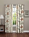 UmI. Super Soft Brushed Microfiber Cotton Door Floral Semi Sheer Curtains,48X84(Inches) 7 Feet,Living Room,Grommet Curtain Panel,Pack Of 2 Panel Door Semi Sheer Curtains, Beige