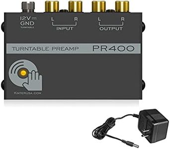 Kinter PR400 Ultra Compact Phono Vinyl Turntable Preamp - Mini Electronic Audio Stereo Phonograph Preamplifier with Gold Plated RCA Input and Outputs & Low Noise Operation 12 Volt DC Adapter Included