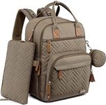 iniuniu Diaper Bag Backpack, Large Unisex Baby Bags for Boys Girls, Waterproof Travel Back Pack with Diaper Pouch, Washable Changing Pad, Pacifier Case and Stroller Straps, Khaki