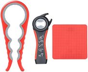 Latest Jar Opener and Bottle Opener with Silicone Jar Gripper to Remove Stubborn Lids, Pull Tabs and Bottles-Designed for Weak Hands,Seniors, Arthritis - Ideal for Elderly and Children (Red and Black)