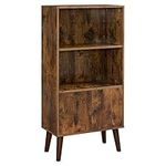 VASAGLE Retro Bookcase, 3-Tier Bookshelf with Doors, 23.6" L x 11.8" W x 47.2" H Display Storage Shelves for Books, Photos, Decorations, in Living Room, Office, Library, Brown ULBC09BX