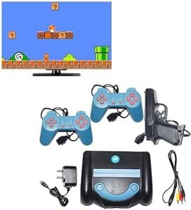 Gagon Traders Retro 8bit Video Game Console with 2 Controllers, Classic Gaming System with Built-in Games, TV Gaming Entertainment Set, Blue and Black