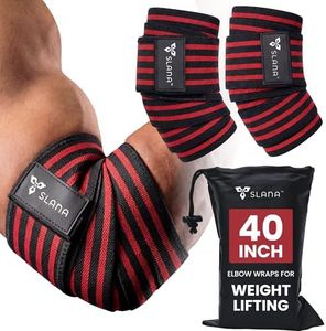 SLANA Elbow Wraps for Weightlifting – 40” Long Adjustable Compression - Elbow Sleeves Weightlifting Men with Hook-and-Loop Closure – Support for Heavy Pressing, Strength Training & Lifting Stability