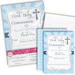 First Holy Communion Religious Party Invitations for Boys 20 5"x7" Fill In Cards with Twenty White Envelopes by AmandaCreation