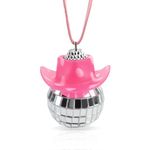 Kasoud Disco Hanging Car, Disco Ball Cowboy Hat Car Pink Hanging Accessories, Cowboy Hat Pendant for Car Rear View Mirror, Car Rearview Mirror Pendant for Women Men Truck Suv Automobile (Pink)