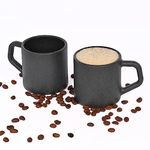 Eha Earth-Friendly Comfy Coffee Cup Set of 2 | 200 ml | Made with Rice Husk & Bamboo Fibers | Microwave Safe | for Hot & Cold Coffee Mug, Tea & Milk | Natural Matte Finish | Charcoal