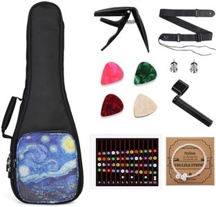 MUINS Ukulele Case,21 23 24 26 Tenor Soprano Concert Ukelele Bag With Bag & Capo & 4 Picks & strings & string Winder & Strap &Stickers,Uke Gift Choice (starlit sky, 26 Inch)