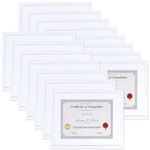 EYMPEU 8.5 x 11 Picture Frames with Mat Wood Set of 15, White Frame 11x14 Matted to 8.5x11 Certificate Diploma Award Document Degree Bulk for Wall, Table Top