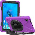 Lenovo Smart Tab M8 Case for Kids | SIBEITU Lenovo M8 Tablet Case 8 Inch 2019 with Stand | Heavy Duty Rugged Shockproof Cover w/ 360 Rotating Stand Hand&Shoulder Strap for Lenovo Tab M8 HD Purple