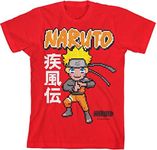 Naruto Shippuden Chibi Character Pixel Art Boy's Red Graphic Tees T-Shirt-Medium