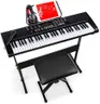 Best Choice Products 61-Key Electronic Keyboard Piano Portable Electric Keyboard Complete Beginner Set w/LED Screen, Stand, Bench, Headphones - Black