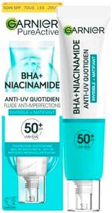 GARNIER SkinActive - Fluide Anti-UV Matifiant & Anti-Imperfections Quotidien - SPF 50+ - Protège & Réduit les Imperfections - Enrichi en BHA & Niacinamide - Pour Peaux à Tendance Acnéique - 40 ml