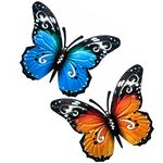 Chyaya 2 PCS Large Metal Butterfly Garden Ornaments Outdoor, Metal Wall Art Big Butterfly Decorations for Outdoor Garden Yard Sheds Walls Fences Decor, 10.63 x 8.66 Inch