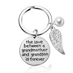 The Love Between Grandmother and Granddaughter Grandson is Forever Keyring Wing Keychain Gift from Granddaughter Grandson Family Mother's Day Birthday Jewelry (grandmother grandson)