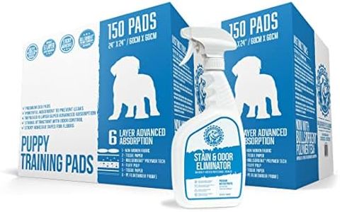 Bulldogology Premium Puppy Pee Pads with Adhesive Sticky Tape (24x24) Large Dog Training Wee Pads with 6 Layer Extra Quick Dry Bullsorbent Polymer Tech (300-Count w/32oz., White)