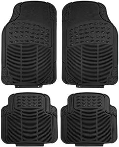 4 Piece All-Weather Car Floor Mats – Universal Fit Durable Rubber Mats with Capture Ridges – Waterproof Protection for Cars, Trucks & SUVs (Black)