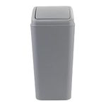 Qskely 4.5 Gallon Plastic Swing-Top Trash Can, Gray Garbage Can with Swing Lid