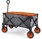 VonHaus Garden Cart – Collapsible Trolley, Trailer, Truck, Utility Wagon with Lining, Steel Frame, Breaks, Telescopic Handle, 70kg Weight Capacity – Heavy Duty for Outdoors, Festivals, Tools, Plants