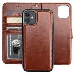 Bocasal iPhone 11 Wallet Case with Card Holder PU Leather Magnetic Detachable Kickstand Shockproof Wrist Strap Removable Flip Cover for iPhone 11 6.1 inch (Brown)