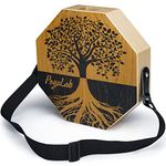 POGOLAB Cajón Drum Box with Snare and Bass Tone for Acoustic Music, Portable Travel Cajon Beatbox Drum with Adjustable Strap for Home and Outdoor Use, Acoustic Percussion Instrument (Natural Brown)