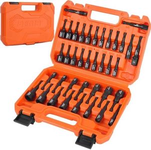 FTIHTRY 39Pcs Magnetic Nut Driver Set for Impact Drill, Metric & SAE Magnetic Impact Drill Driver Bit, 1/4" Hex Shank, Fully Magnetic Hex Nut Driver Drill Bit Master Kit