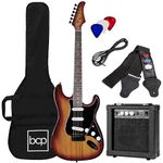 Best Choice Products 39in Full Size Beginner Electric Guitar Starter Kit w/Case, Strap, 10W Amp, Strings, Pick, Tremolo Bar - Bourbon