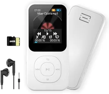 64GB MP3 Player with Bluetooth 5.3, Portable Music Player for Sports with Speaker, FM Radio, Voice Recorder, HiFi Sound, 30H Longer Battery Life, Quick Transmission, Timer Off, Up to 256GB (White)