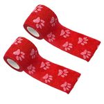 PETS EMPIRE Paw Print Wrap Tape Bandage, Self-Adhesive Non-Woven Tape | Pet Bandage (Pack of 2) for Legs, Paws, Wounds | Gauze First Aid for Dogs, Cats, Horses, Birds and Guinea Pigs