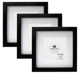 Black 6 X 6 '' (15 x 15cm) Square Photo Frame Set Of 3 with mount for 4×4", Garllery 4 x 4'' (10 x 10cm) Picture Frame, 6 x 6'' photo frames With Glass Window For Wallmounted & Desk Top